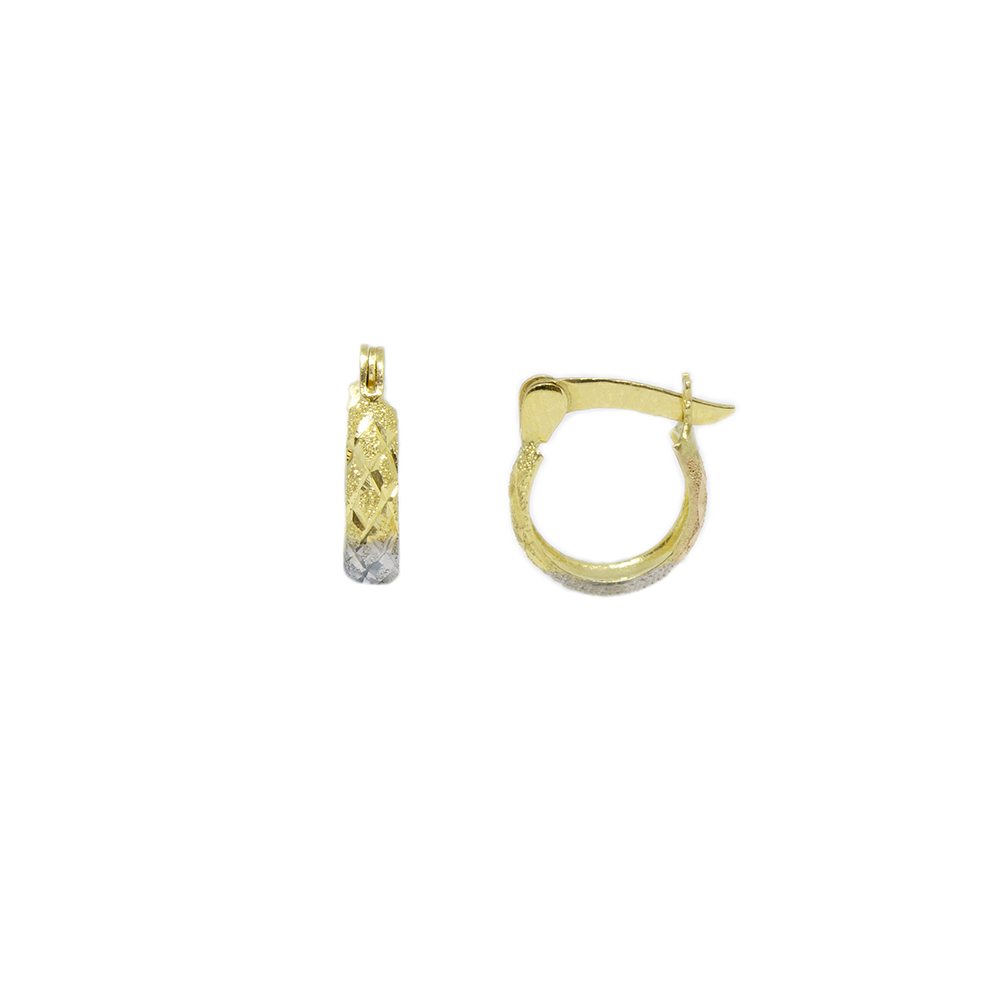 Brinco Argola Treli�a Tricolor em Ouro 18 Kilates - 25365